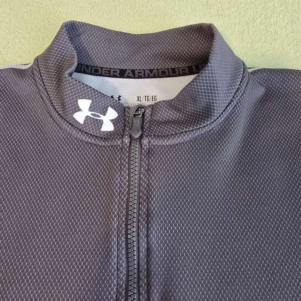 Under Armour ColdGear Mens XL Quarter Zip Pullover Gray Fitted Long Sleeve Shirt